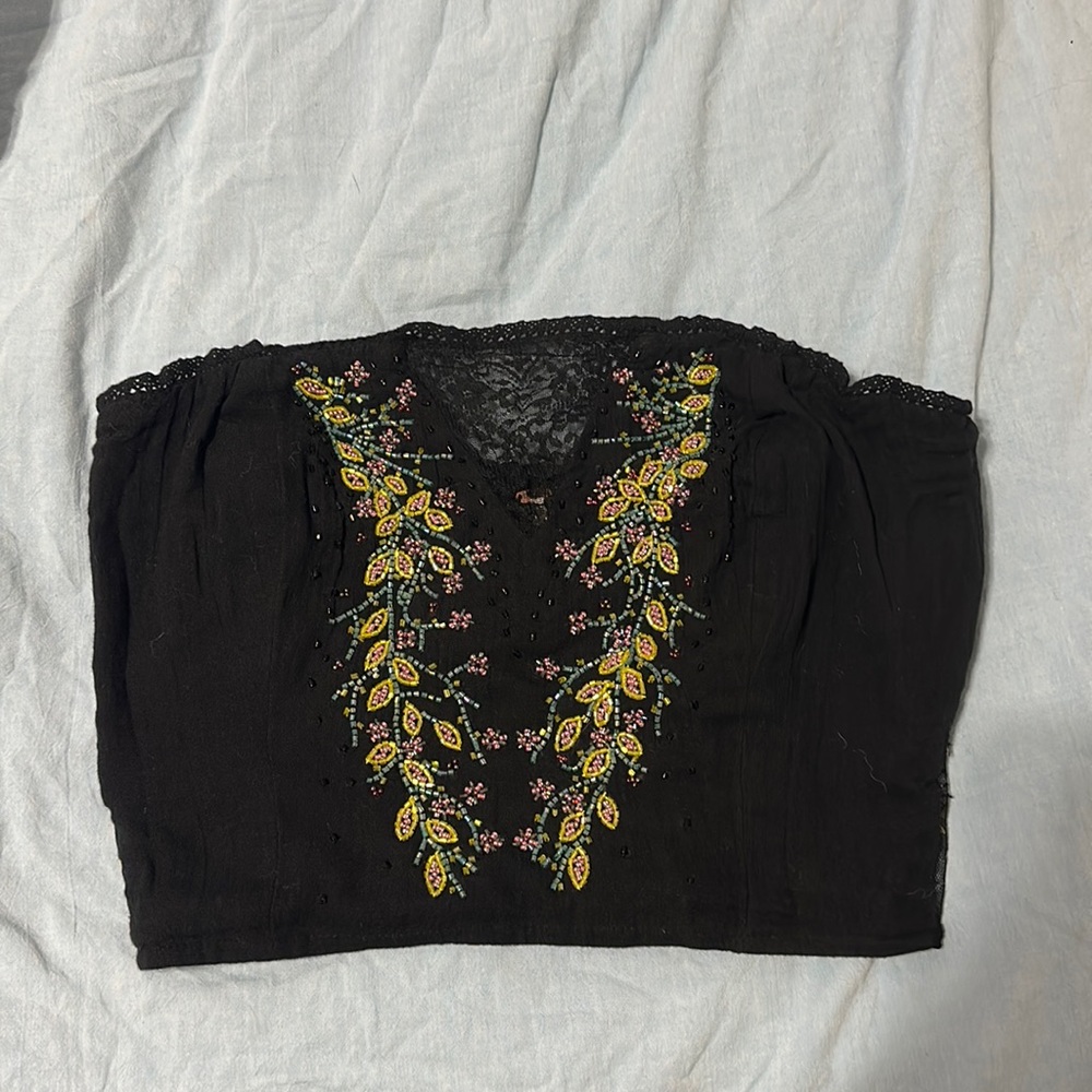bustier crop top, embroidered with beads